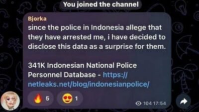 Bjorka Bocorkan 341 Ribu Data Personel Polri ke Publik